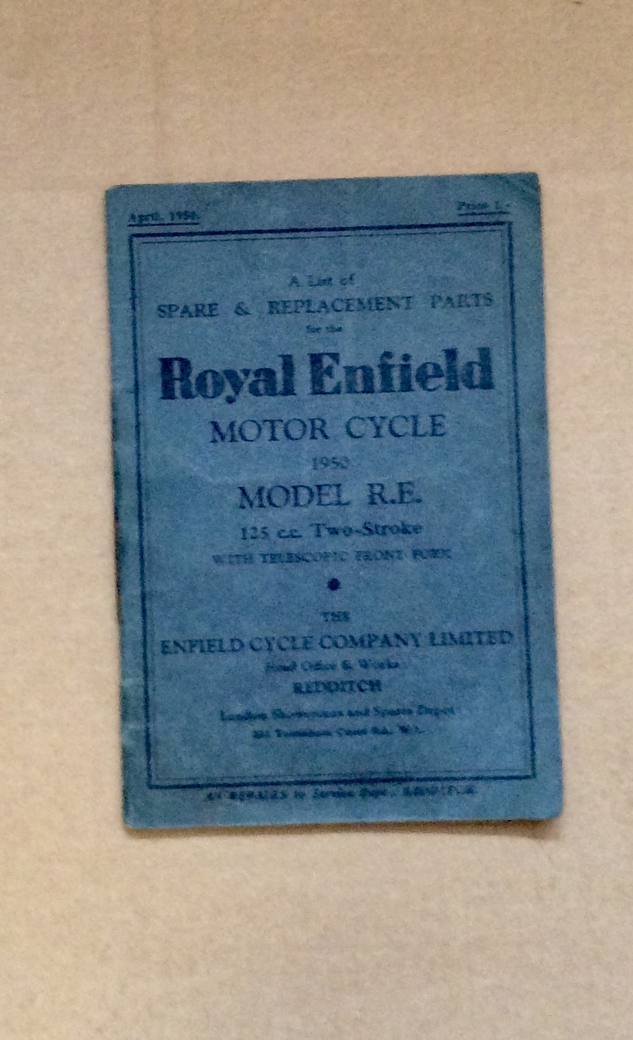 ROYAL ENFIELD R.E. 125CC -SPARES & REPLACEMENT PARTS BOOK. | Mainly BSA